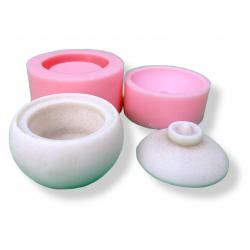 Round Storage Container Silicone Mold / Mould with Lid / Jewelry Earri