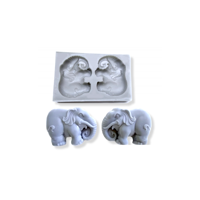 baby Elephant pair Silicone Mold, Elephant Fondant Mold 3D Elephant