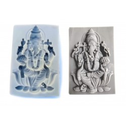 Lord Ganesha Idol Sitting on Lotus Flower god Silicone Mold