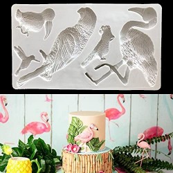 Tropical BirdsDesign DIY Art Fondant Cake Silicone Mold Mould