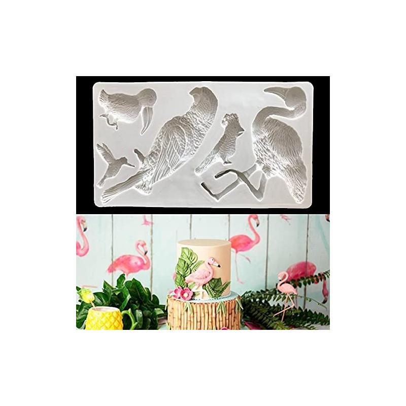 Tropical BirdsDesign DIY Art Fondant Cake Silicone Mold Mould