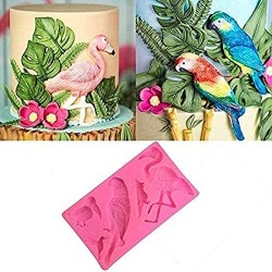 Tropical BirdsDesign DIY Art Fondant Cake Silicone Mold Mould