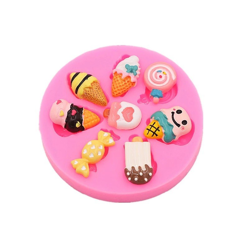 Cartoon Ice Cream Candy Cake Silicone Mold DIY Handmade Chocolate Han