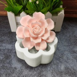 Flower Candle Mold Gypsum Handmade soap Peony Rose Silicone Mold Cake