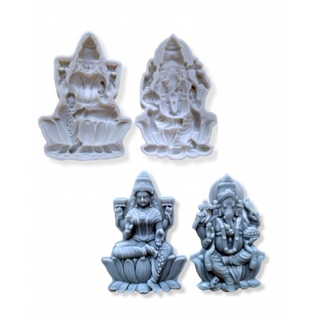 Hindu God Lord Ganesha and Goddess Laxmi Antique Finish Mould Ganesha
