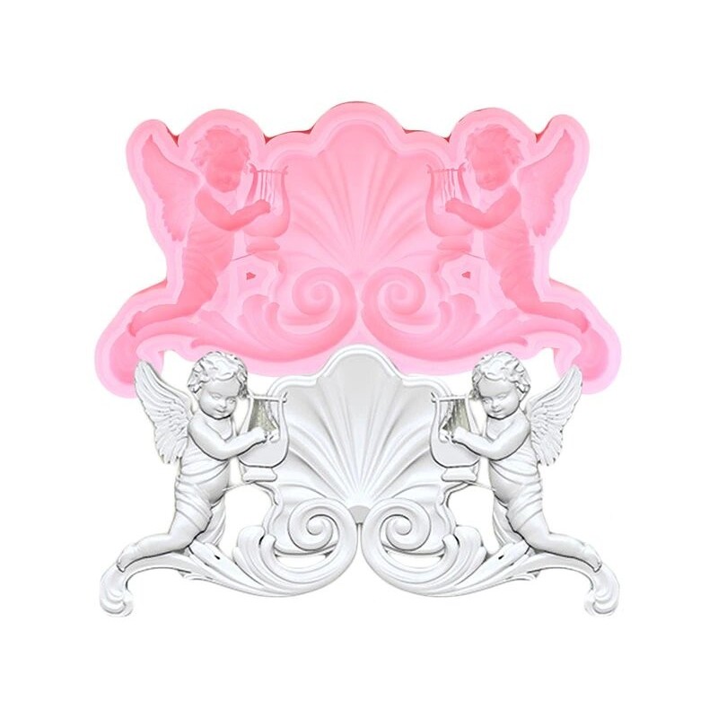 Angel Baby Border valentine Silicone Molds Cupcake Topper Fondant Mold