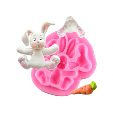 Easter Bunny Silicone Mold Fondant Rabbit Mold Carrot and Bunny Mold D