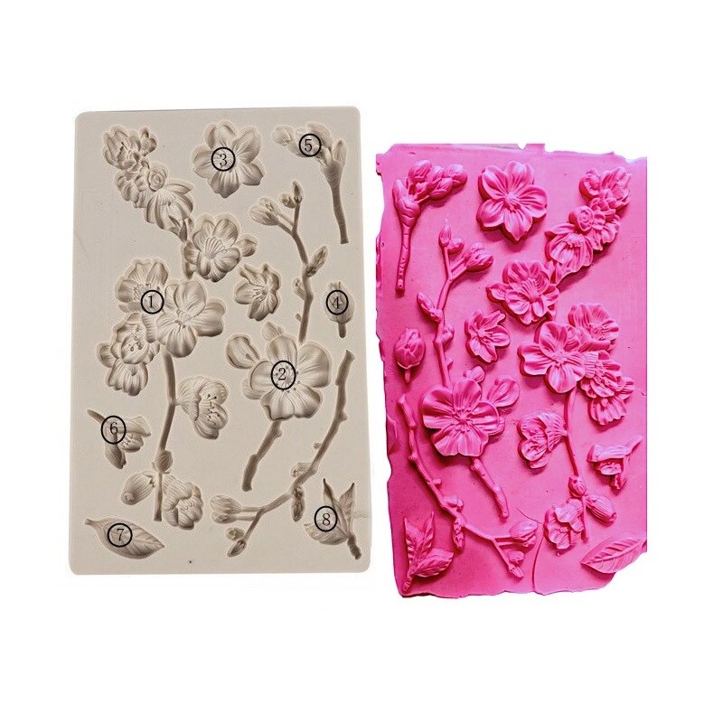 Plum Blossom Flower rose  Fondant Cake Silicone Mold Birthday Wedding