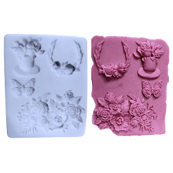 flower pot butterfly flower sunflower rose pattern silicone mold