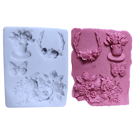 flower pot butterfly flower sunflower rose pattern silicone mold