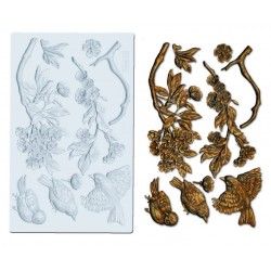 Mold Silicone Birds on a Branch for Plaster Resin Porcelain Wax Soap C