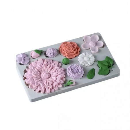 Sunflower bunch various floral design reusable silicone mold
