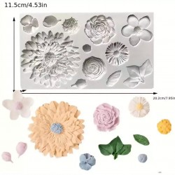 Sunflower bunch various floral design reusable silicone mold