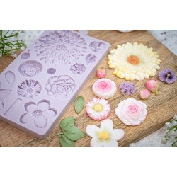 Sunflower bunch various floral design reusable silicone mold