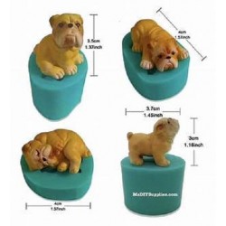 Mini Bulldog Silicone Mold Cake Decoration Tools Small Dogs Theme Fon
