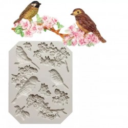 Kaur Birds Flowers Stem Silicon Mold-DIY Fondant Gum Paste Resin Polym