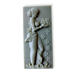 Engraved Welcoming with Flower Lady Frame Pattern Silicone Mold DIY Re