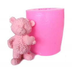 Lovely 3D Teddy Bear valentine Silicone Mold, heart holding Silicone